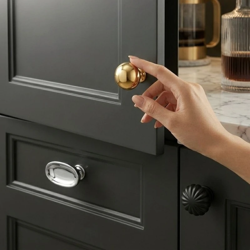 Furniture And Kitchen Hardware Fitting - Vintage Tek Delikli Düğme Antik Nikel
