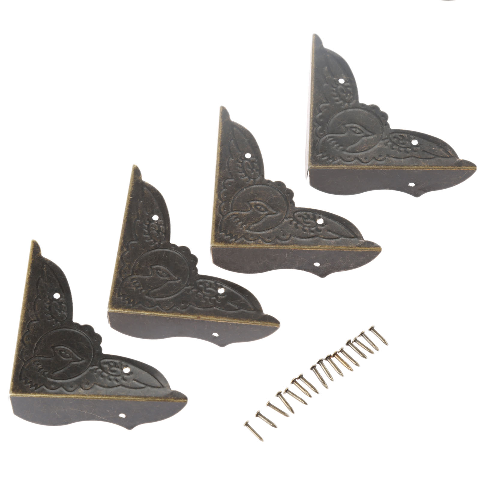 Furniture Hardware Decorative - 4 adet antik pirinç köşe braketi